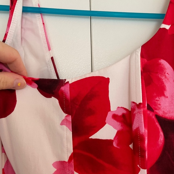 Nine West Red and Pink Floral Fit and Flare Dress Size 2 π·πΊπ· - Picture 3 of 13